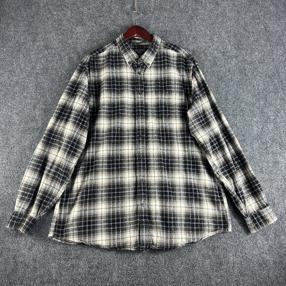 Eddie Bauer Shirt Mens TXL Plaid Cotton Flannel Button Down Relaxed Fit Pocket - Picture 1 of 8